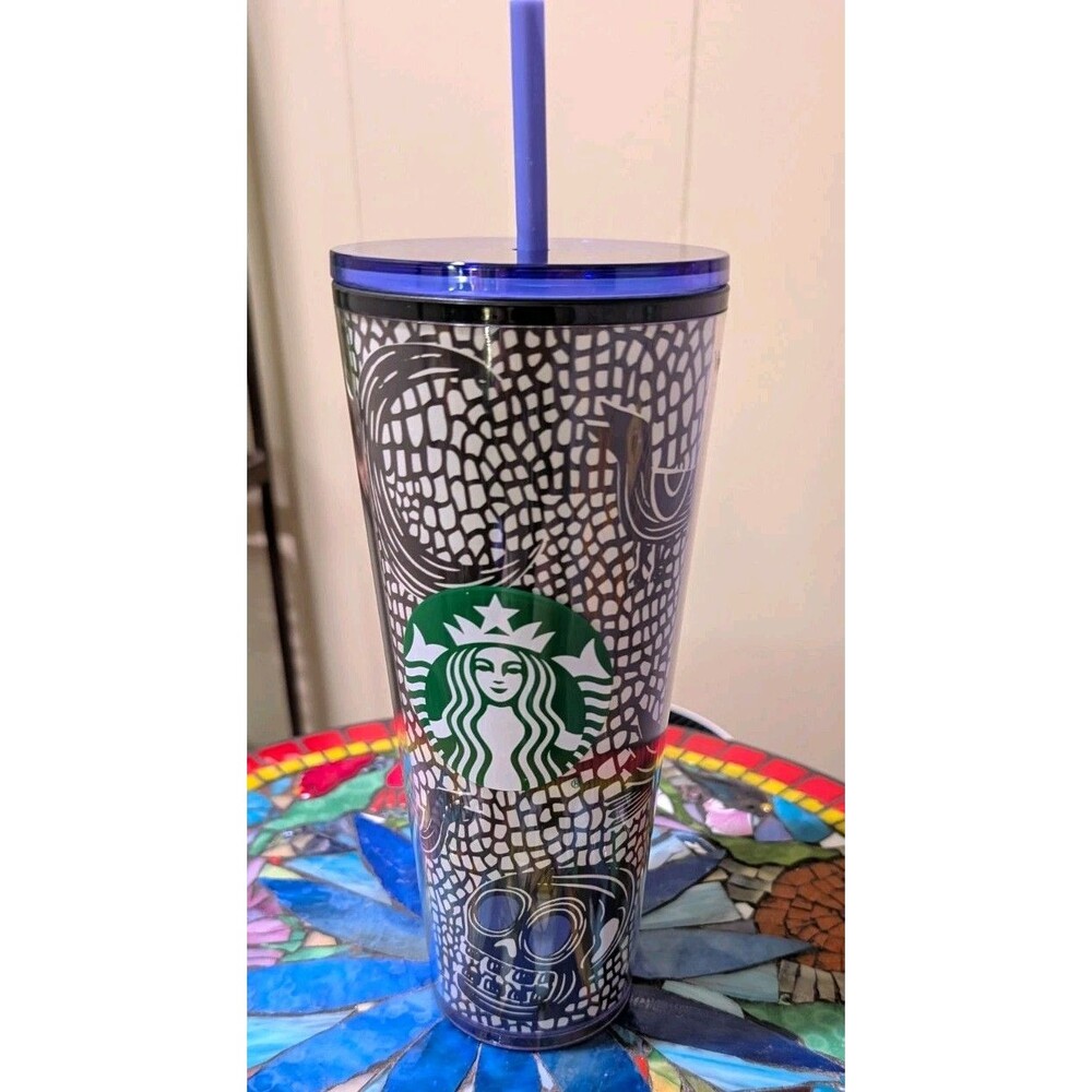 Starbucks Halloween 2020 Glow In The Dark Skull Raven Mosaic Venti Cold Cup 24oz